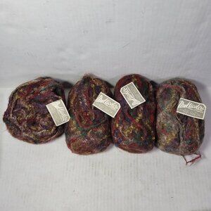 Mixed Lot of 4 Skeins Vintage Reynolds Multicolore Mohair Wool Super Bulky Yarn